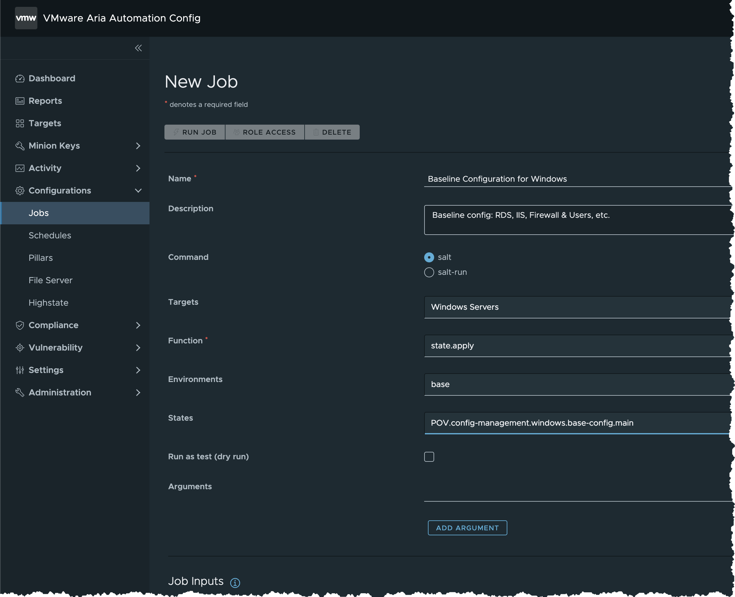 A new job that apply baseline configuration