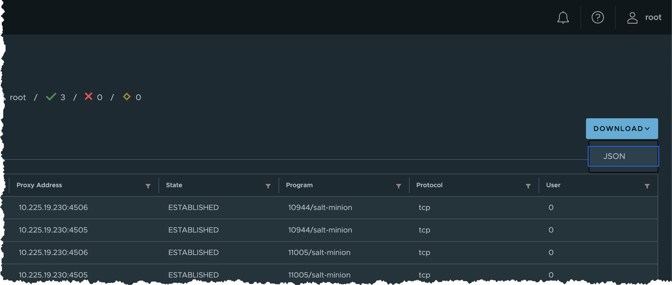 Export results as JSON file