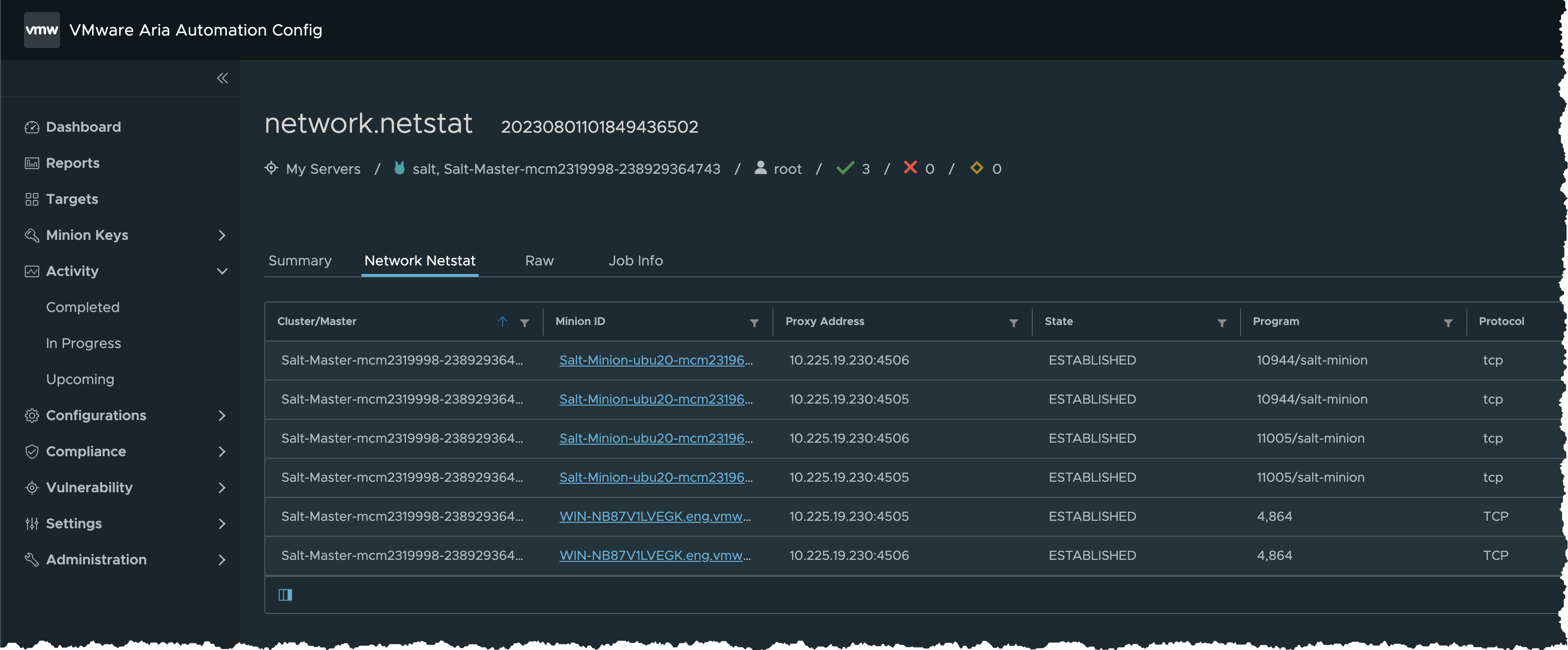 Network Netstat results