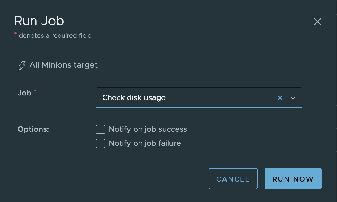 Run Job dialog box