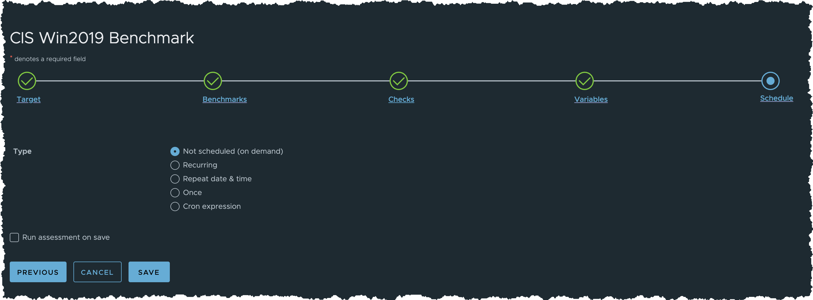 Create Policy - Schedule