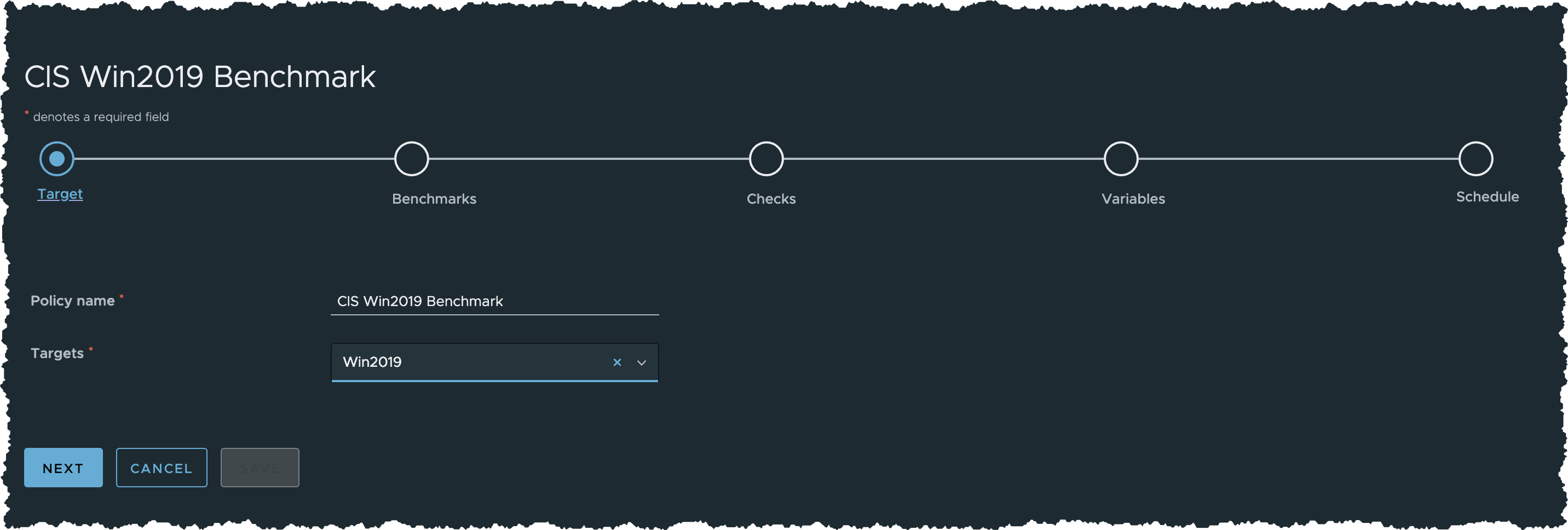 Create Policy - Select Target