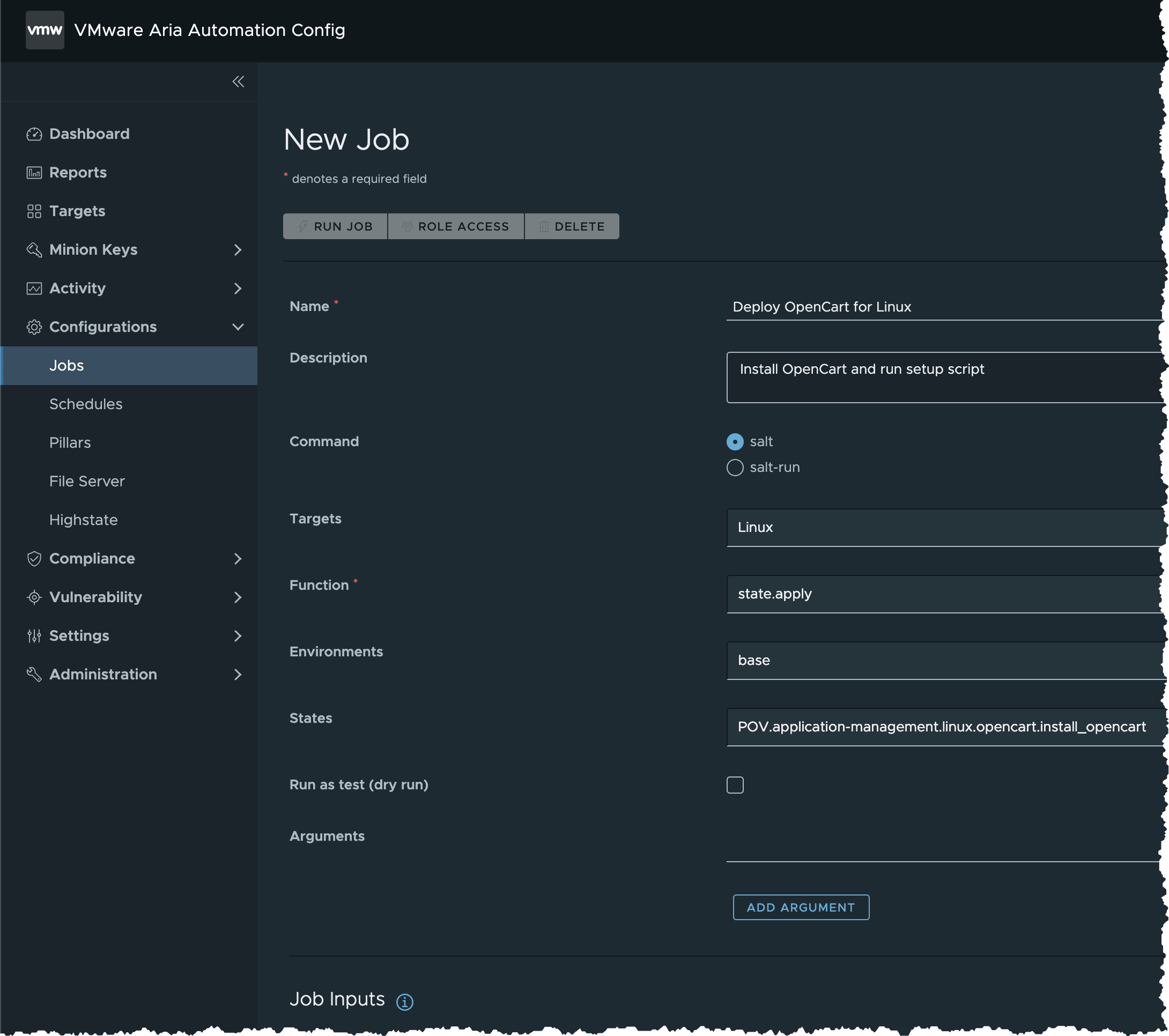 A new job that apply baseline configuration