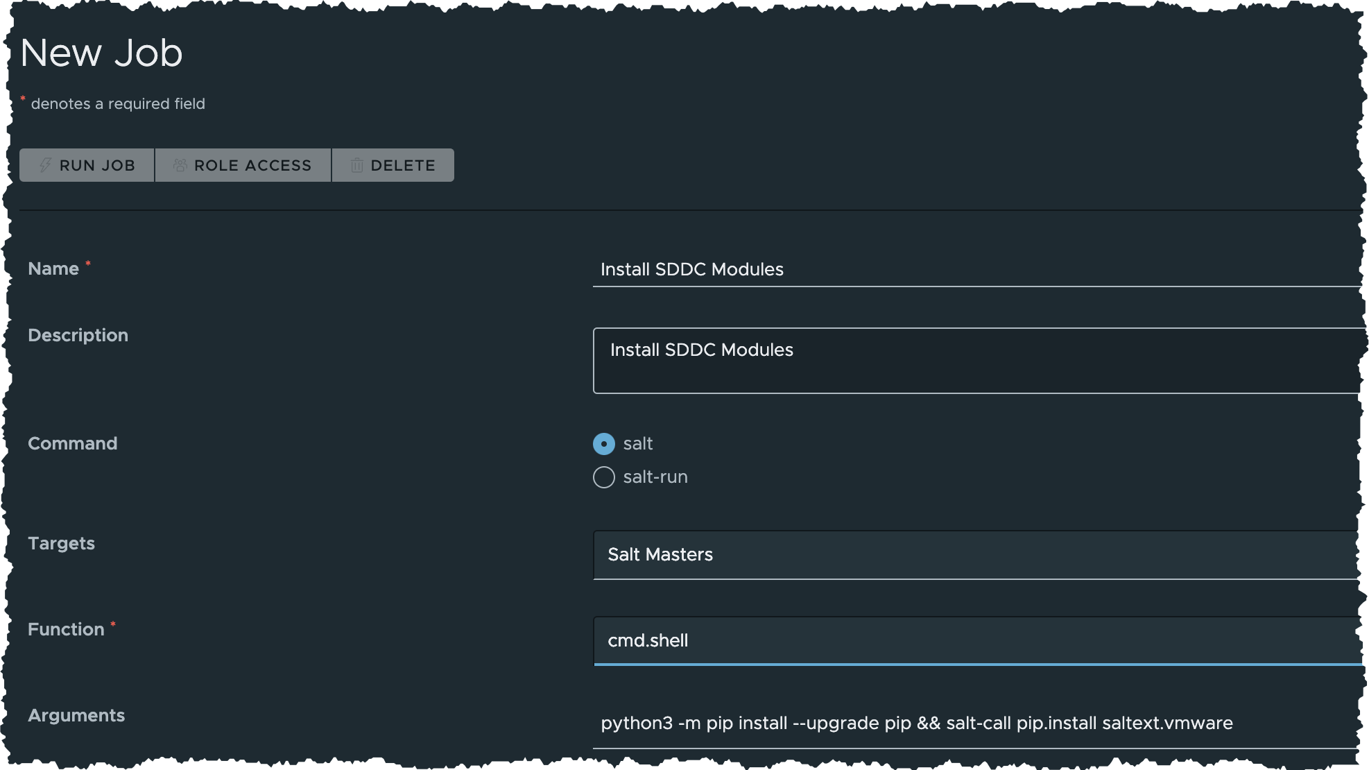 Create Job for Install SDDC Modules