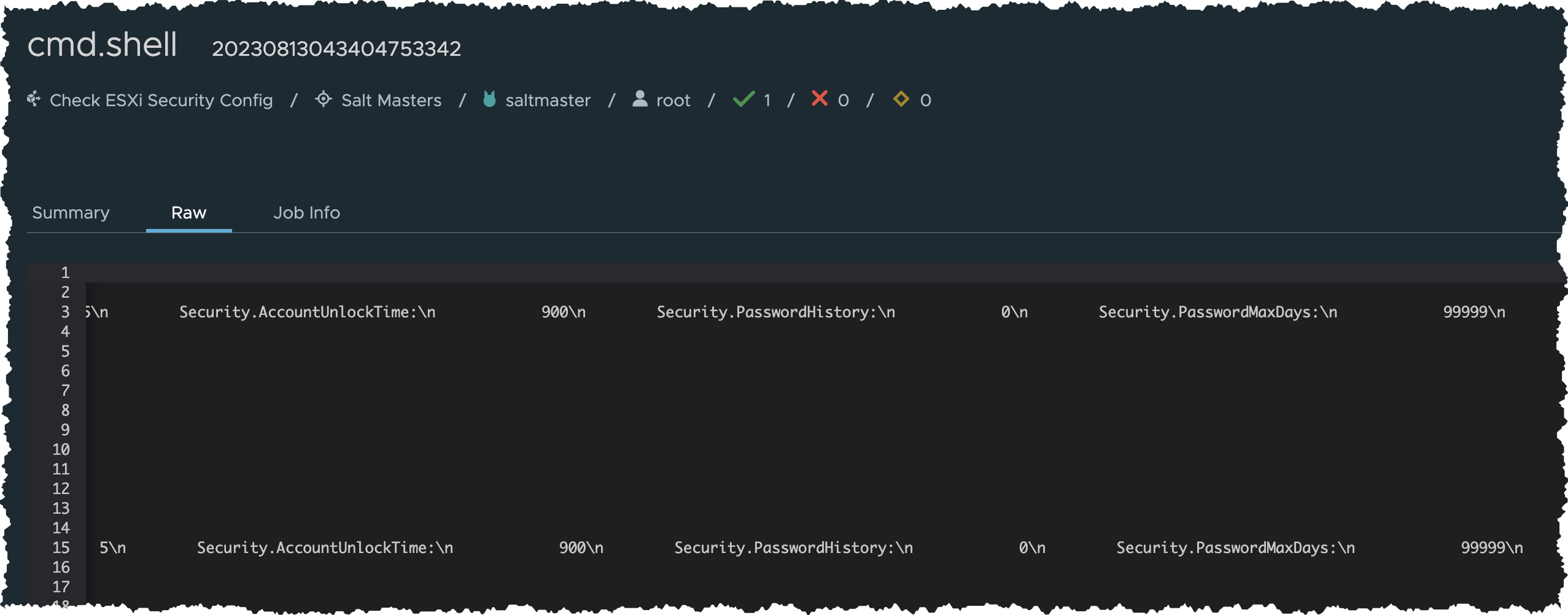 Run Job for Check Current ESXi Security Config