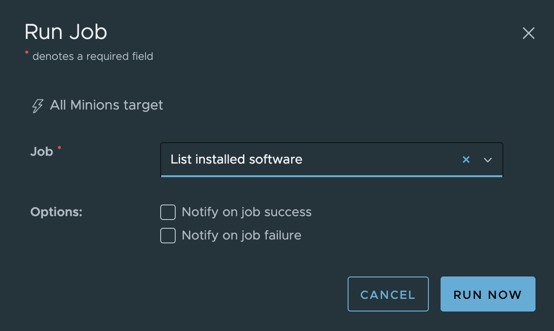 Run Job dialog box